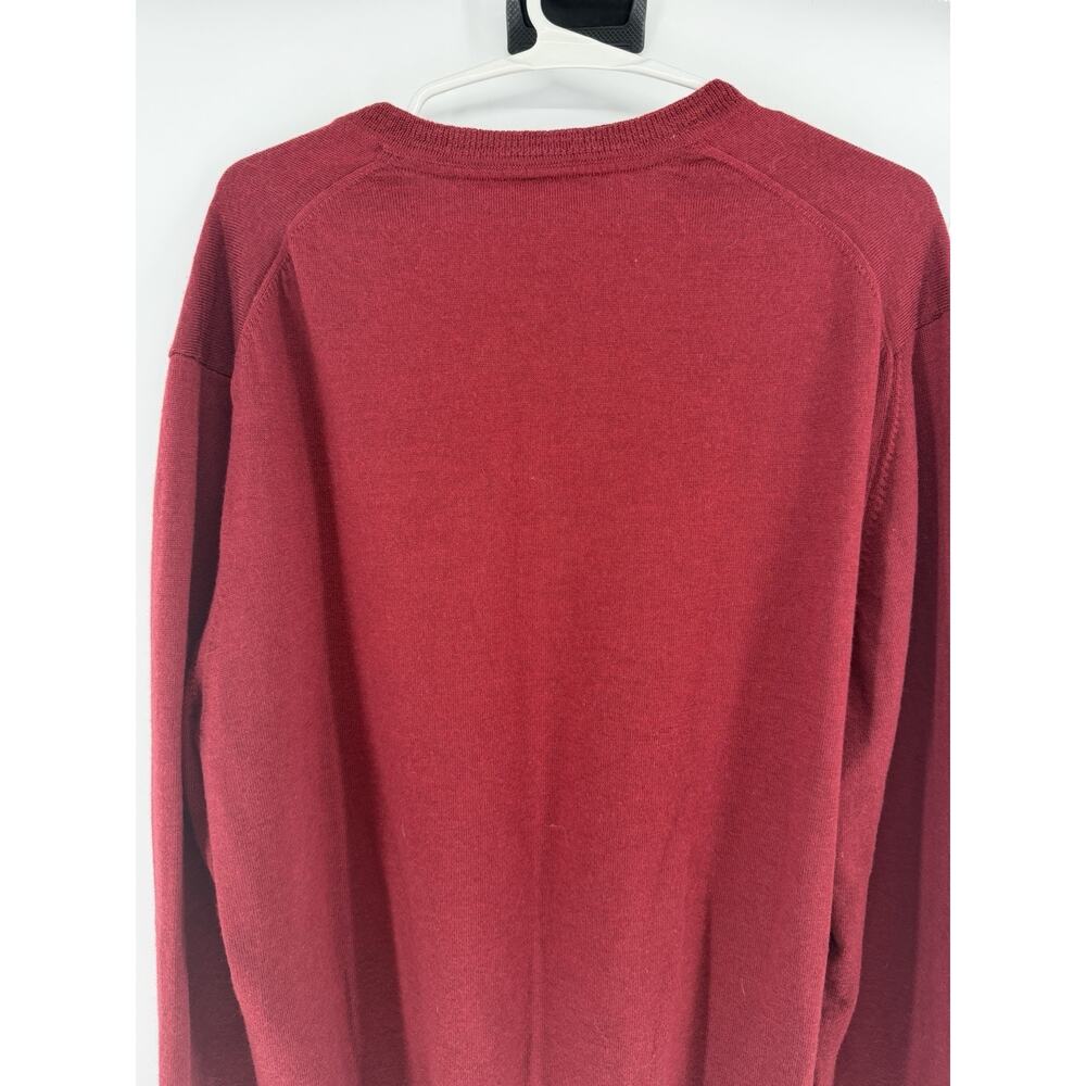 Joseph & Lyman Mens XL Sweater V Neck Pullover 100% Italian Merino Wool Red/Wine - Picture 4 of 7